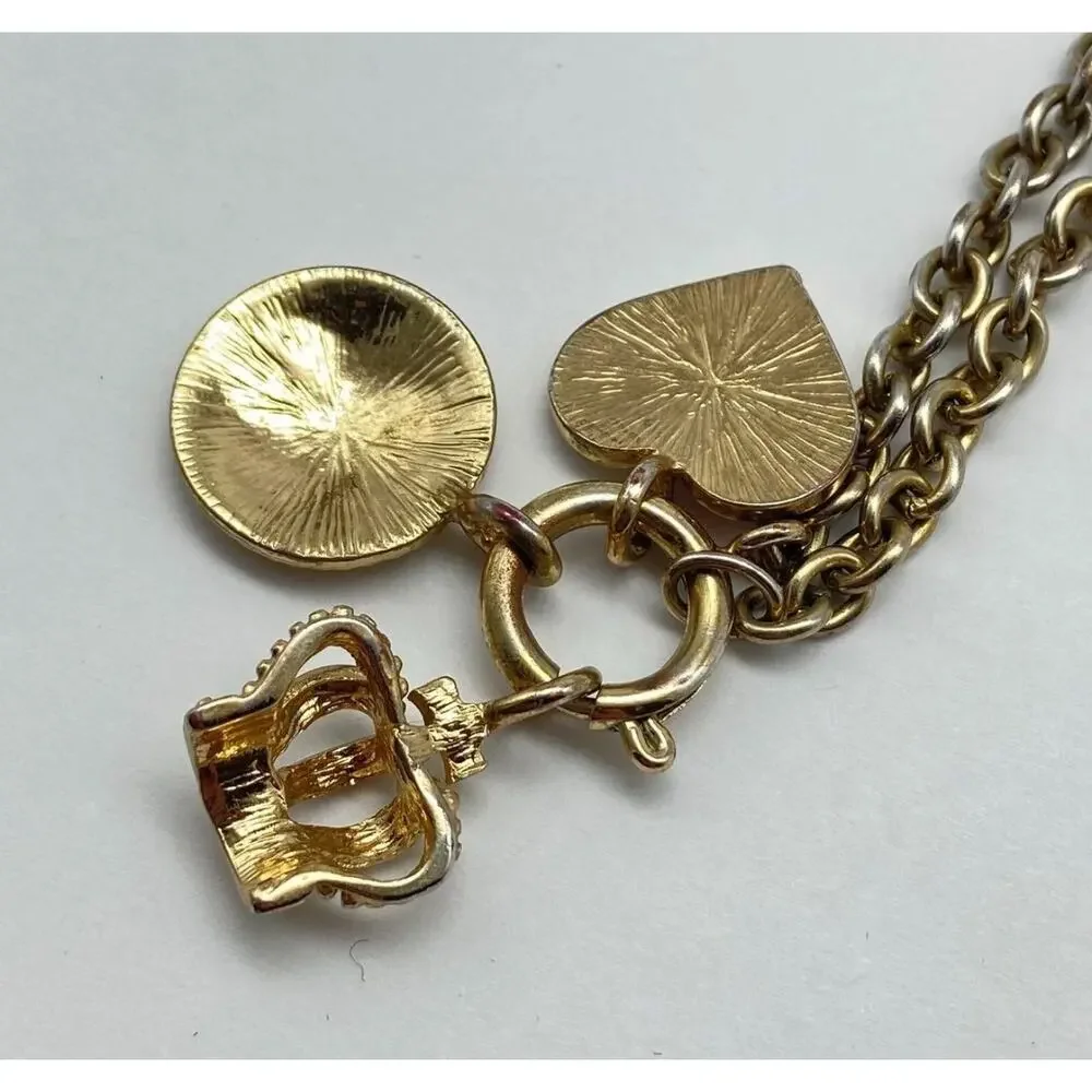 Vintage Juicy Couture Silver Gold Tone Enamel Rolo Chain Charm 19